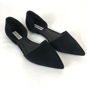 Steve Madden Khai Black Leather Pointed Flats